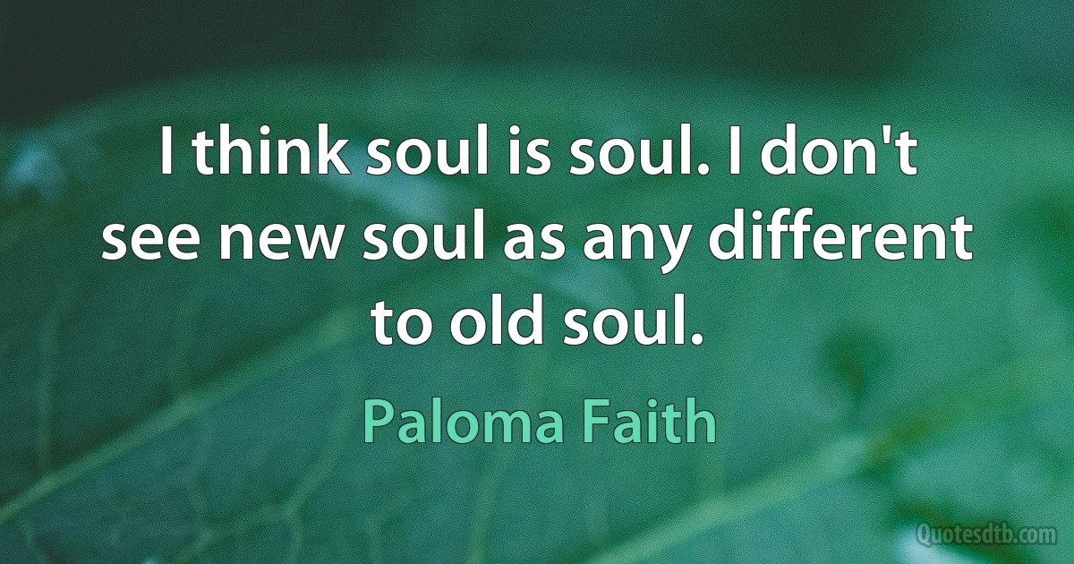 I think soul is soul. I don't see new soul as any different to old soul. (Paloma Faith)