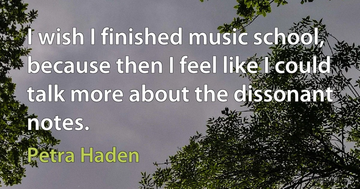 I wish I finished music school, because then I feel like I could talk more about the dissonant notes. (Petra Haden)