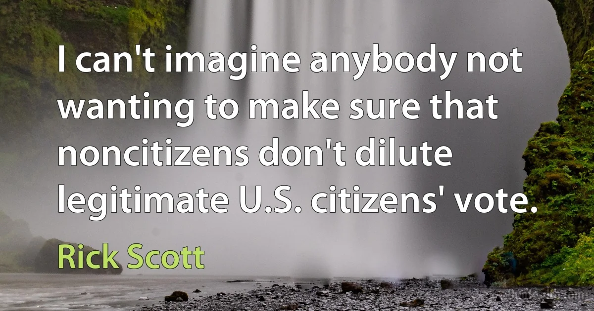 I can't imagine anybody not wanting to make sure that noncitizens don't dilute legitimate U.S. citizens' vote. (Rick Scott)