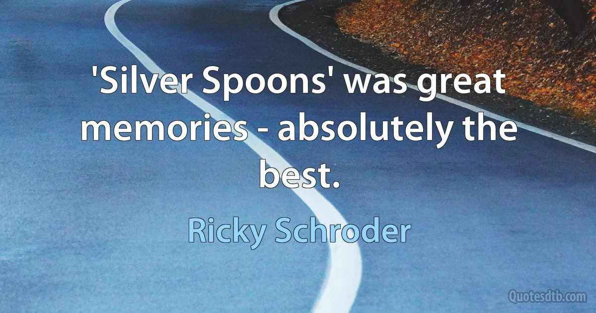 'Silver Spoons' was great memories - absolutely the best. (Ricky Schroder)