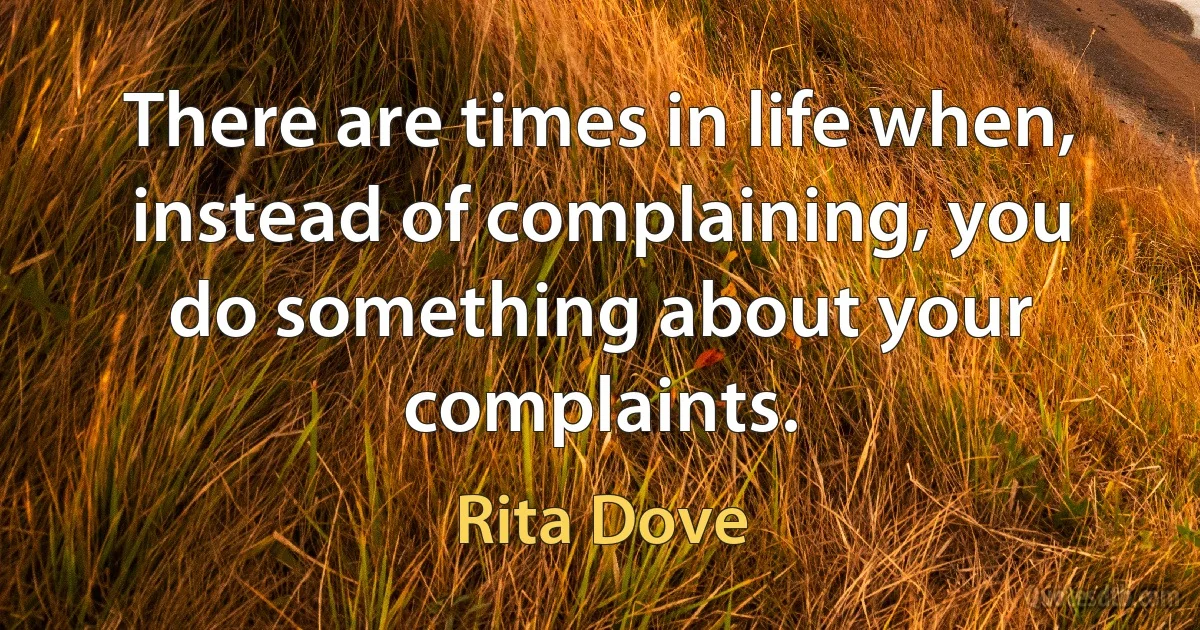 There are times in life when, instead of complaining, you do something about your complaints. (Rita Dove)