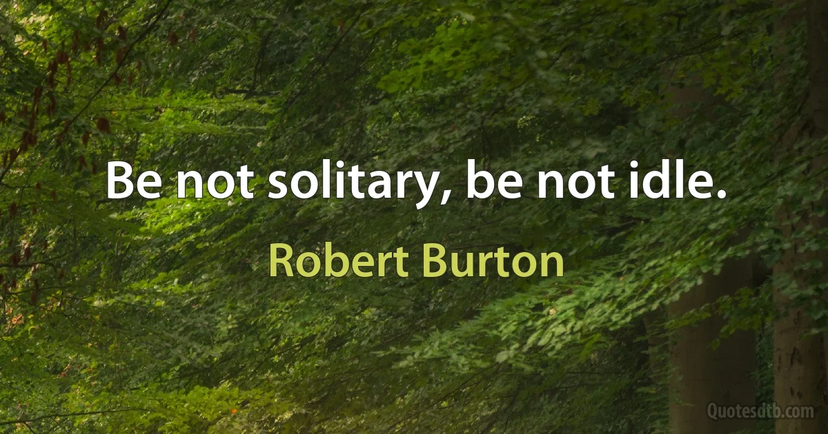 Be not solitary, be not idle. (Robert Burton)