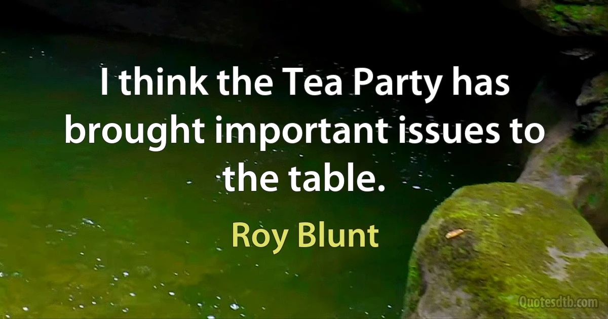 I think the Tea Party has brought important issues to the table. (Roy Blunt)