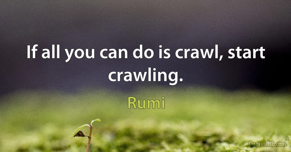 If all you can do is crawl, start crawling. (Rumi)