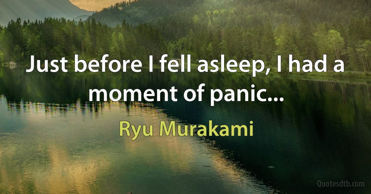 Just before I fell asleep, I had a moment of panic... (Ryu Murakami)