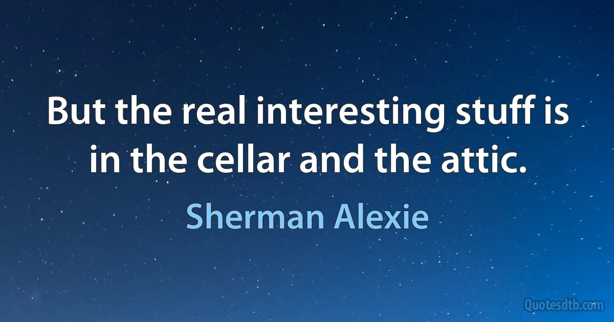 But the real interesting stuff is in the cellar and the attic. (Sherman Alexie)