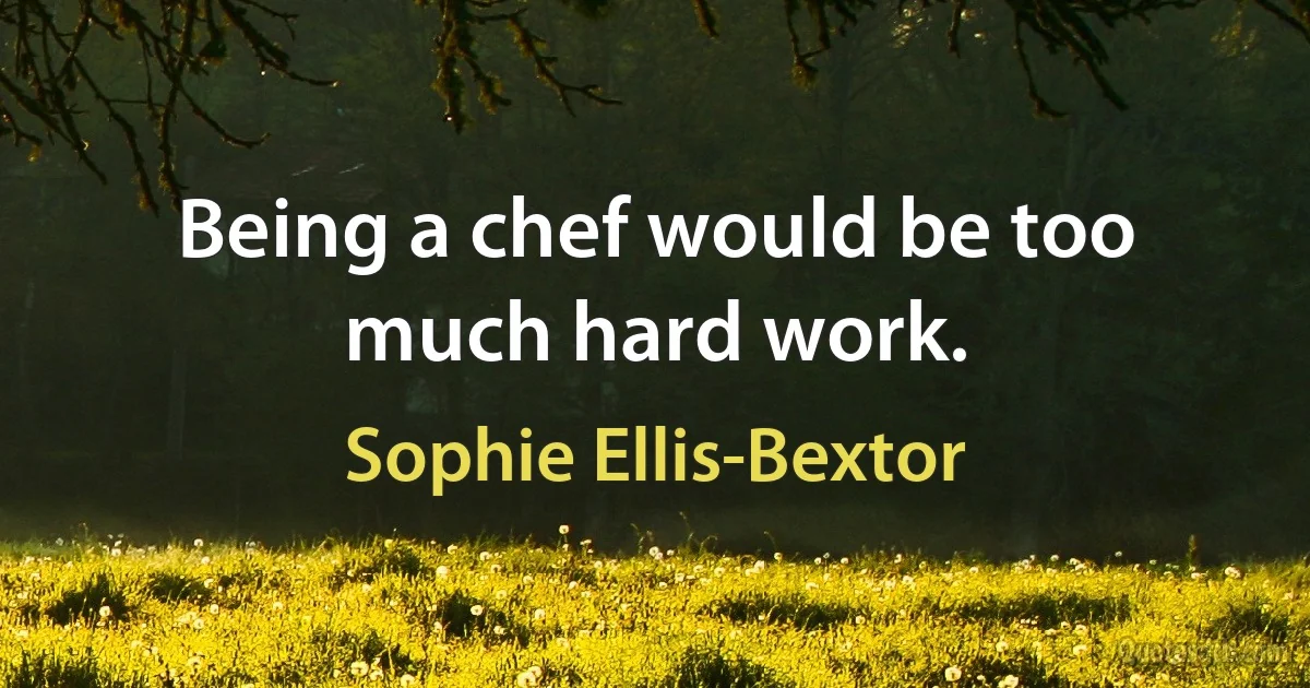 Being a chef would be too much hard work. (Sophie Ellis-Bextor)