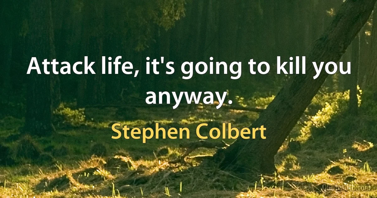 Attack life, it's going to kill you anyway. (Stephen Colbert)