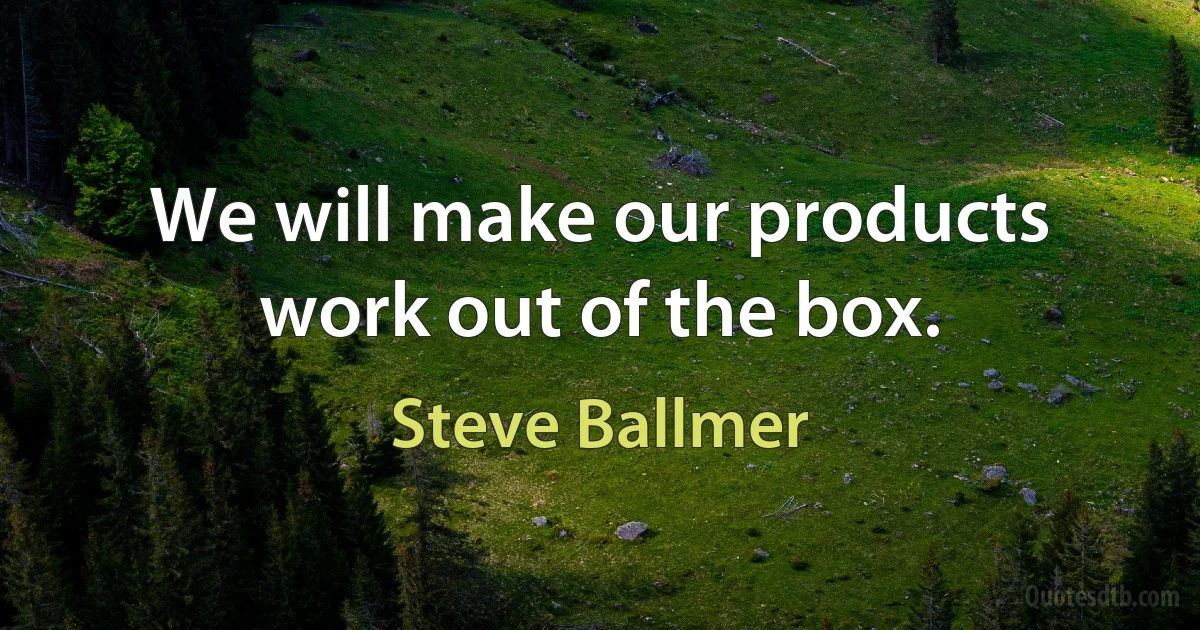 We will make our products work out of the box. (Steve Ballmer)