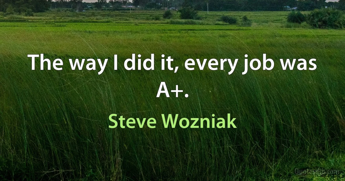 The way I did it, every job was A+. (Steve Wozniak)