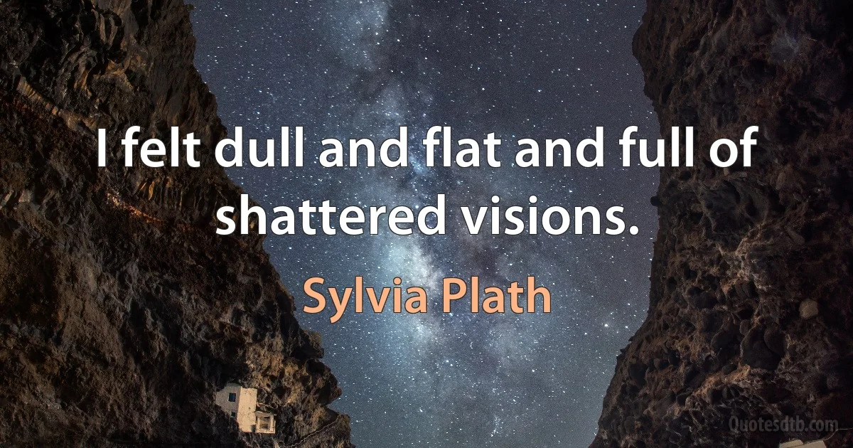 I felt dull and flat and full of shattered visions. (Sylvia Plath)