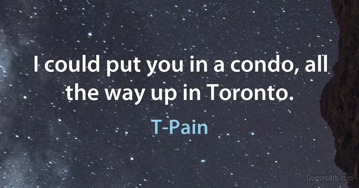 I could put you in a condo, all the way up in Toronto. (T-Pain)