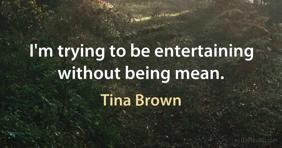 I'm trying to be entertaining without being mean. (Tina Brown)