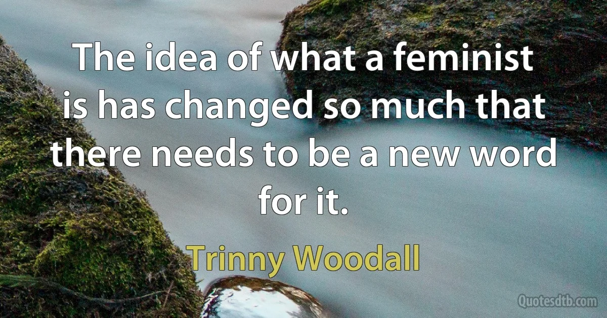 The idea of what a feminist is has changed so much that there needs to be a new word for it. (Trinny Woodall)