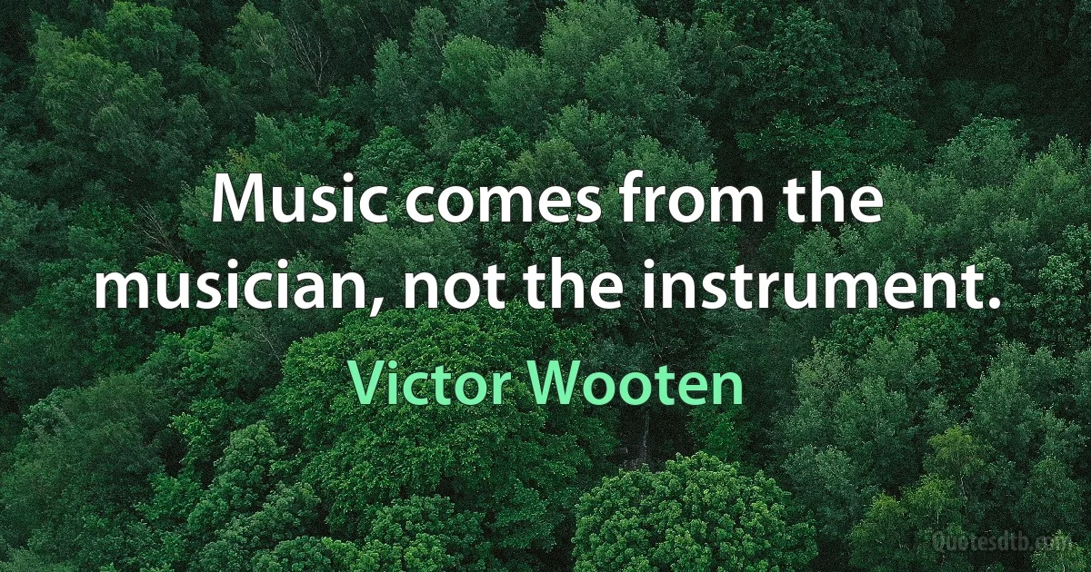 Music comes from the musician, not the instrument. (Victor Wooten)