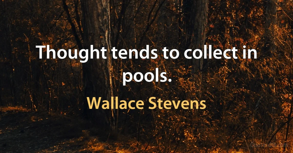 Thought tends to collect in pools. (Wallace Stevens)