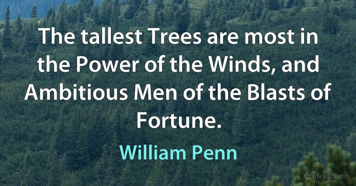 The tallest Trees are most in the Power of the Winds, and Ambitious Men of the Blasts of Fortune. (William Penn)