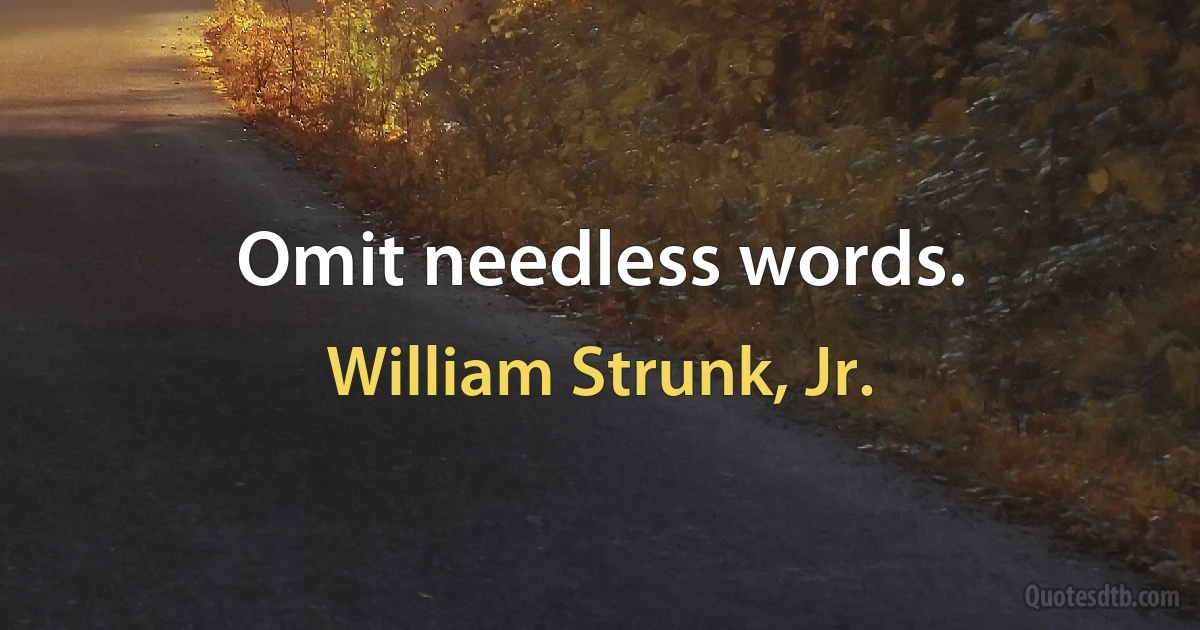 Omit needless words. (William Strunk, Jr.)