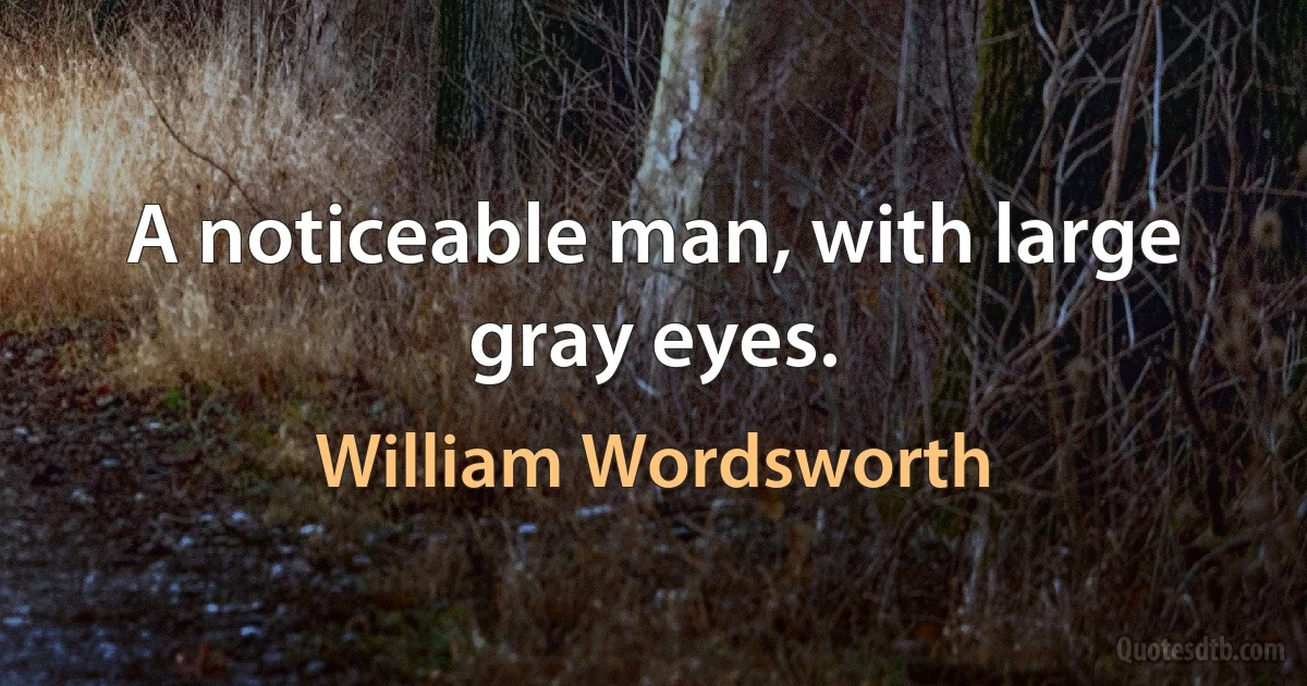 A noticeable man, with large gray eyes. (William Wordsworth)