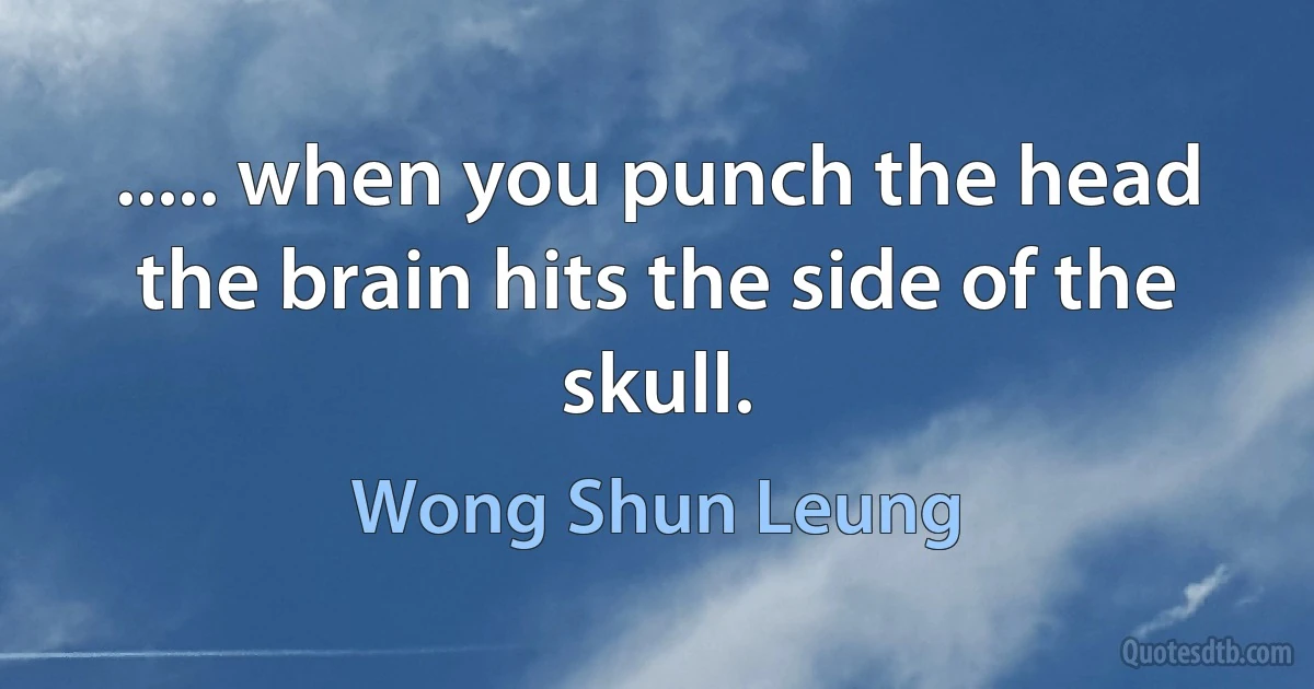 ..... when you punch the head the brain hits the side of the skull. (Wong Shun Leung)