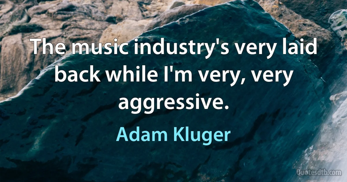 The music industry's very laid back while I'm very, very aggressive. (Adam Kluger)