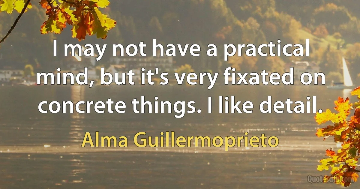 I may not have a practical mind, but it's very fixated on concrete things. I like detail. (Alma Guillermoprieto)