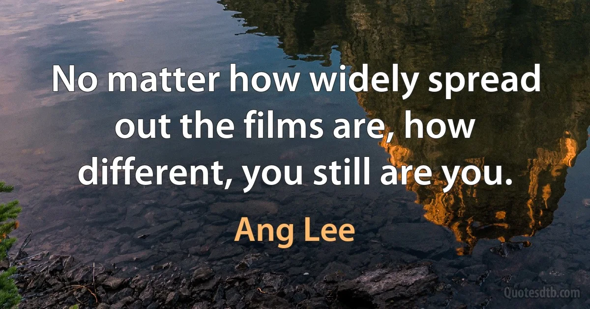 No matter how widely spread out the films are, how different, you still are you. (Ang Lee)