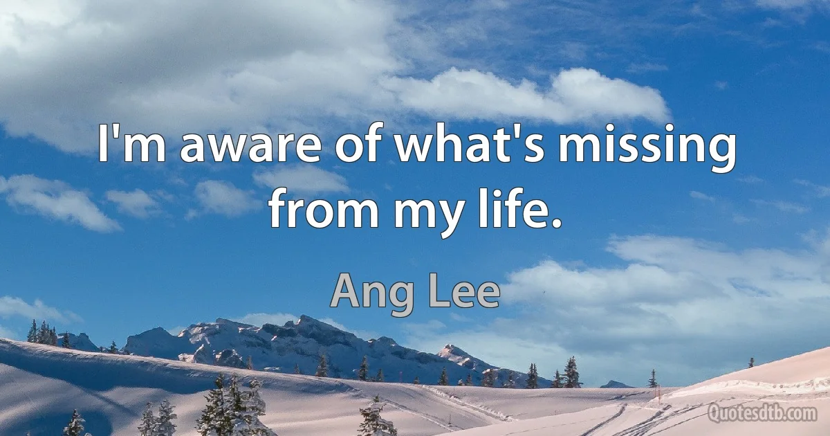 I'm aware of what's missing from my life. (Ang Lee)