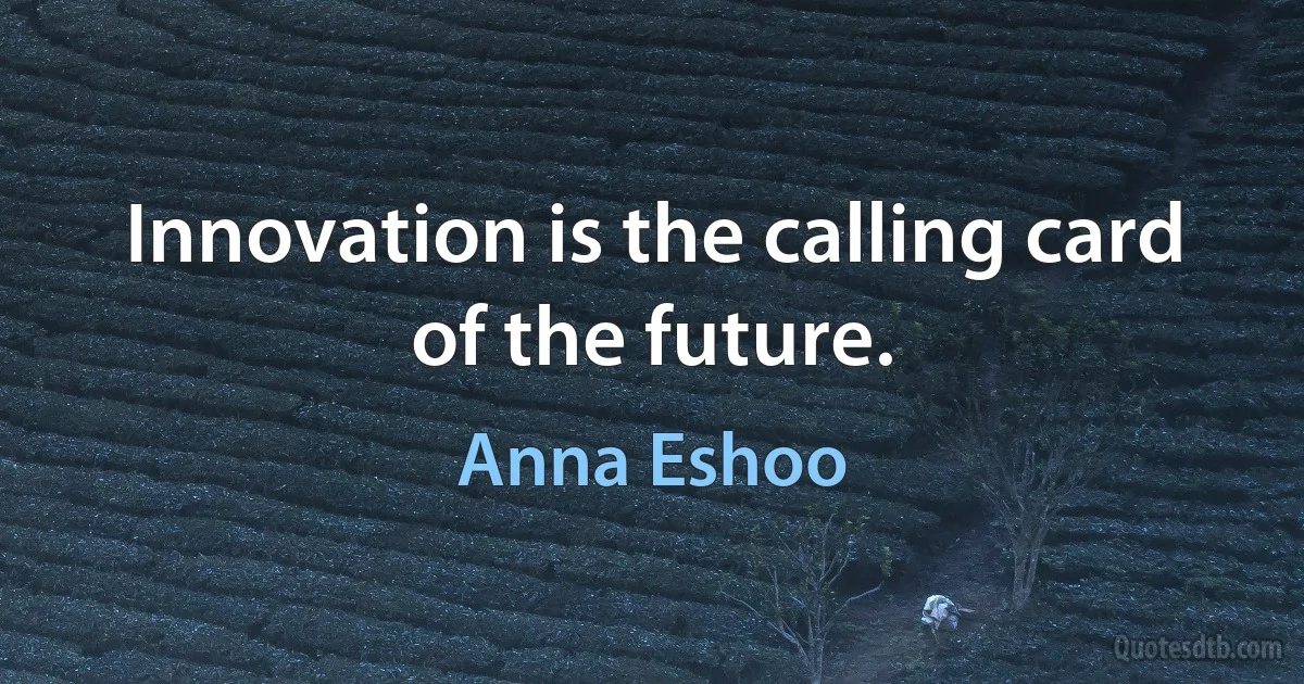 Innovation is the calling card of the future. (Anna Eshoo)