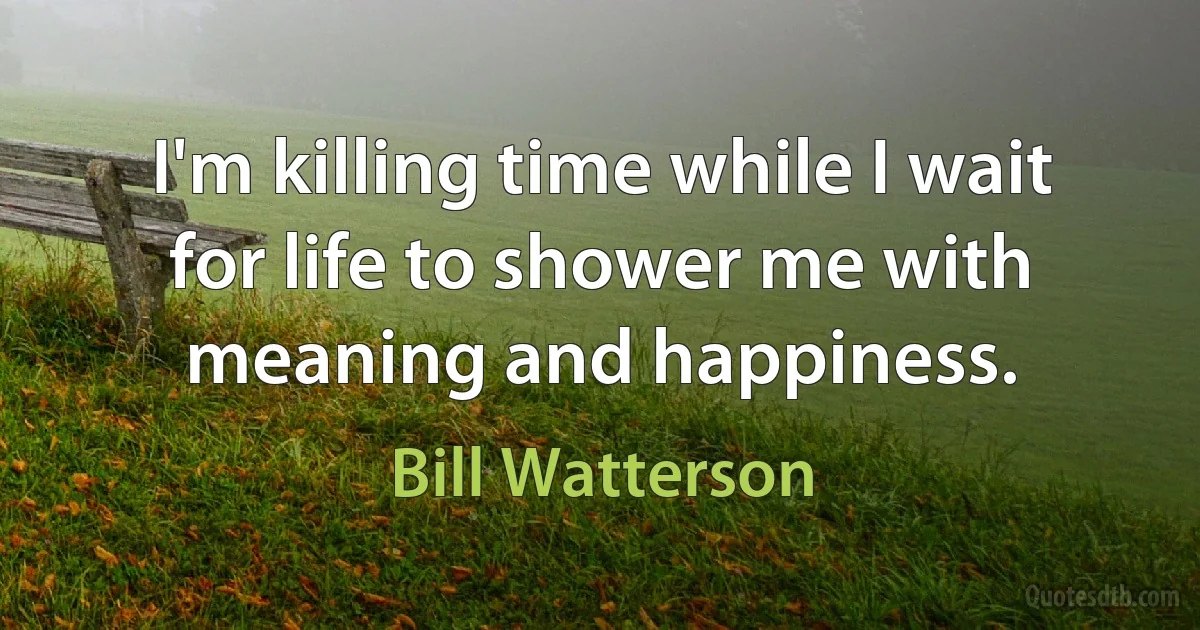 I'm killing time while I wait for life to shower me with meaning and happiness. (Bill Watterson)