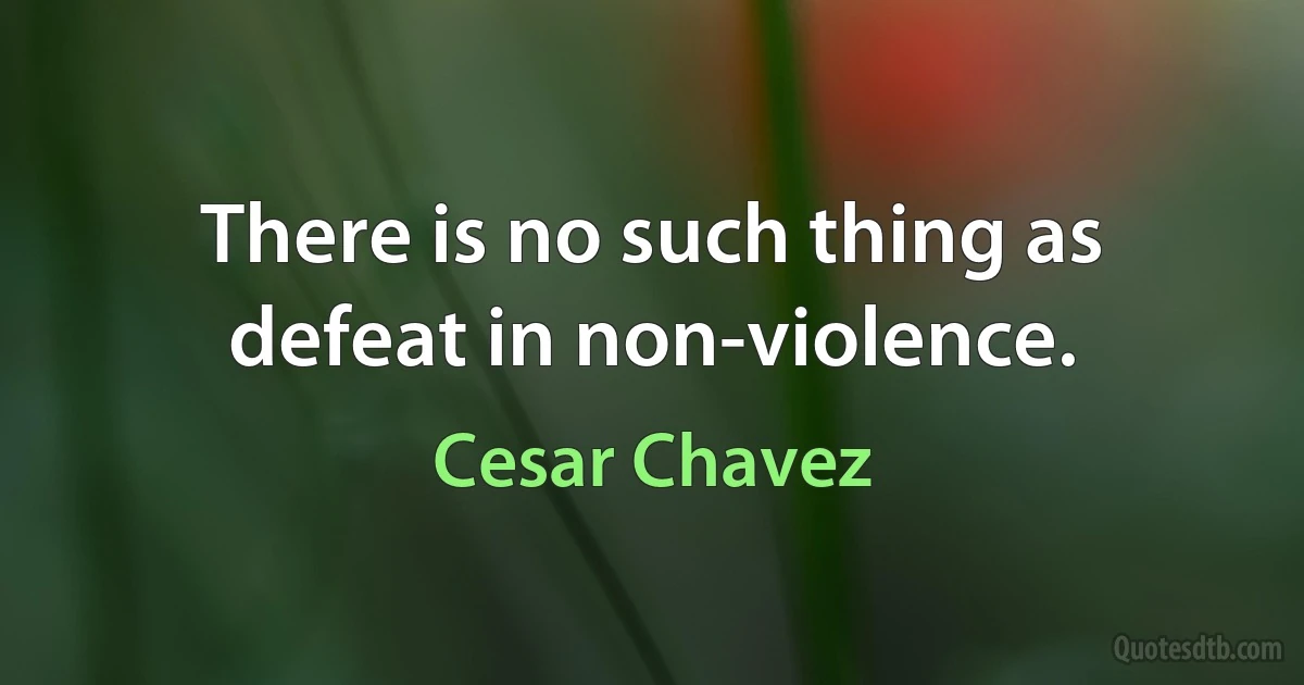 There is no such thing as defeat in non-violence. (Cesar Chavez)