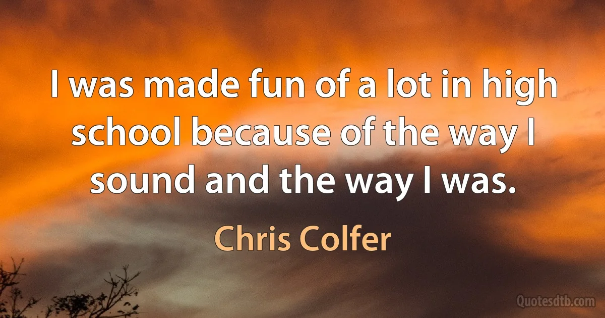 I was made fun of a lot in high school because of the way I sound and the way I was. (Chris Colfer)