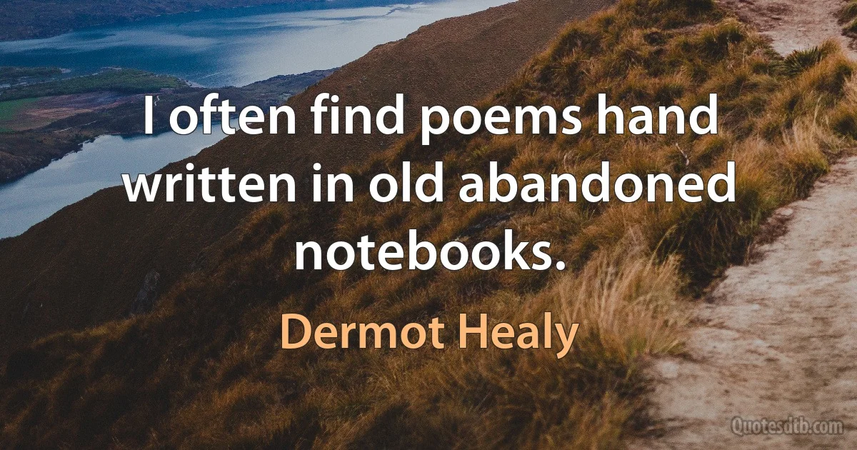 I often find poems hand written in old abandoned notebooks. (Dermot Healy)