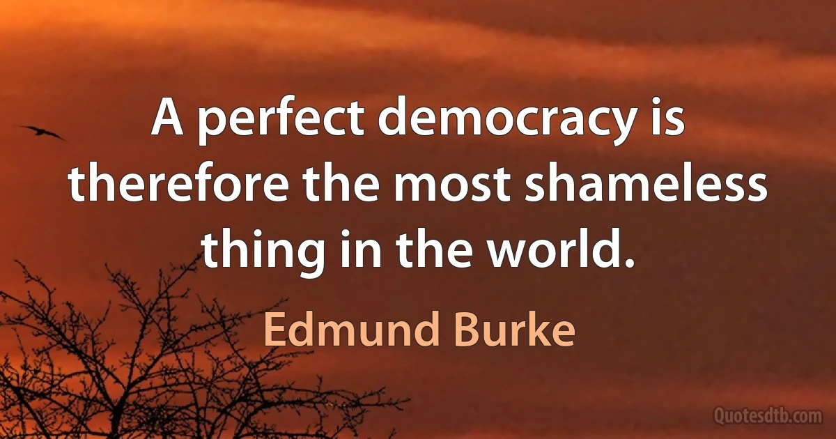 A perfect democracy is therefore the most shameless thing in the world. (Edmund Burke)