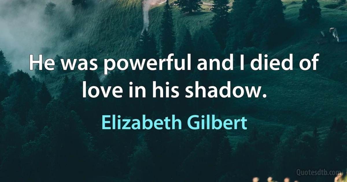 He was powerful and I died of love in his shadow. (Elizabeth Gilbert)