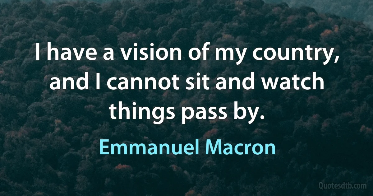 I have a vision of my country, and I cannot sit and watch things pass by. (Emmanuel Macron)