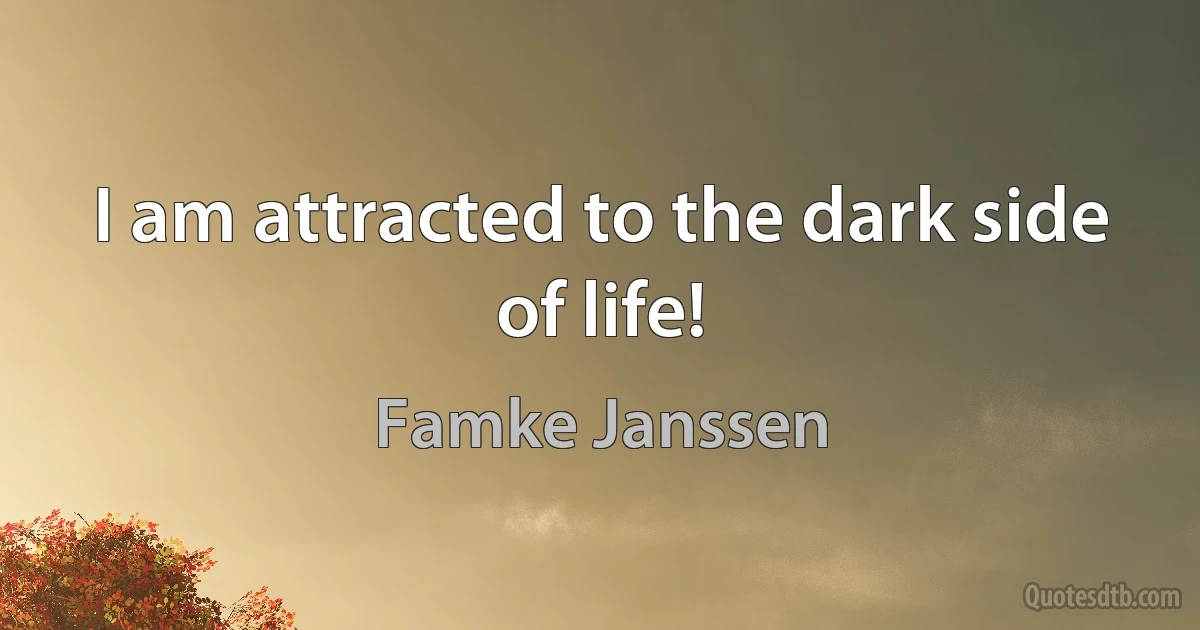 I am attracted to the dark side of life! (Famke Janssen)