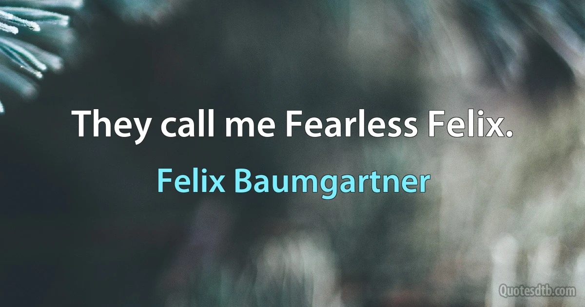 They call me Fearless Felix. (Felix Baumgartner)