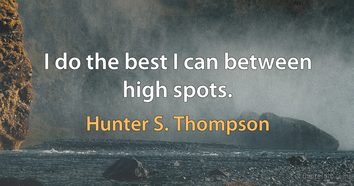 I do the best I can between high spots. (Hunter S. Thompson)