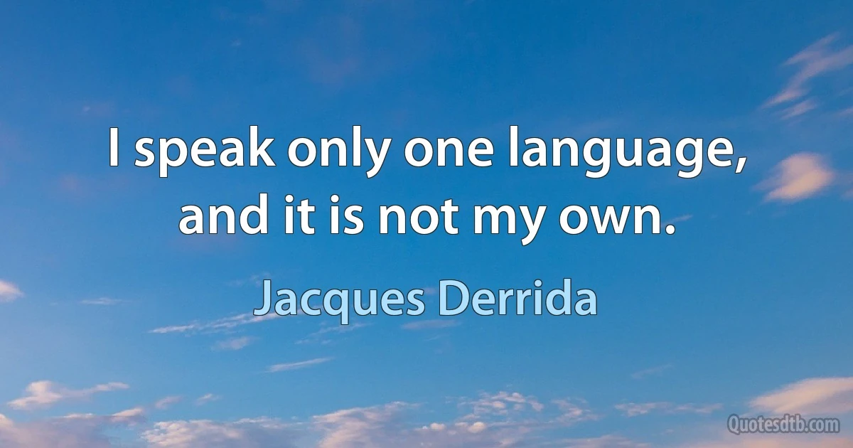 I speak only one language, and it is not my own. (Jacques Derrida)