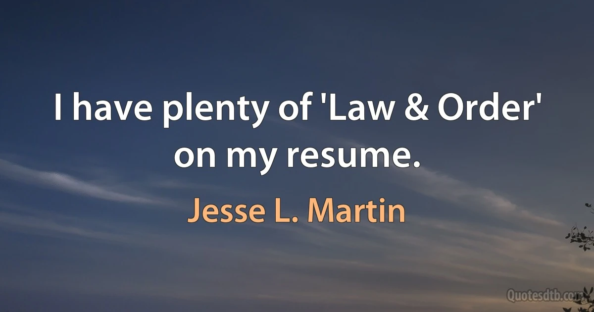 I have plenty of 'Law & Order' on my resume. (Jesse L. Martin)