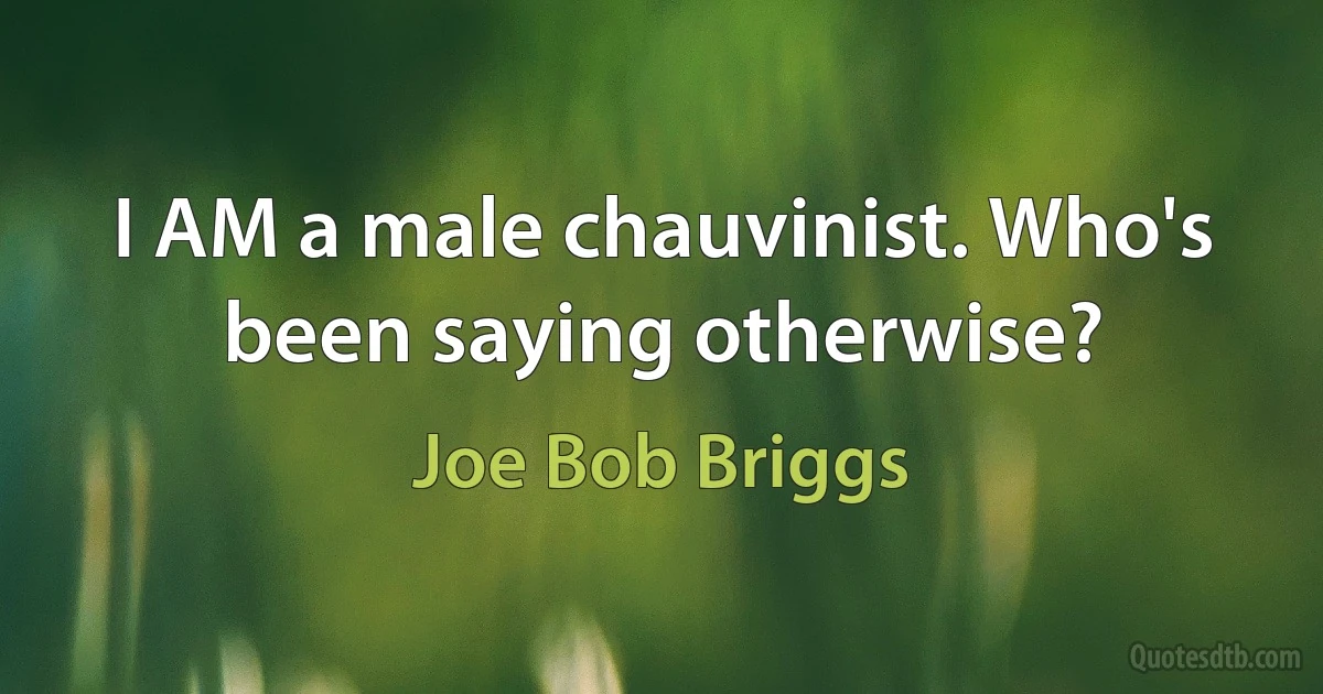 I AM a male chauvinist. Who's been saying otherwise? (Joe Bob Briggs)