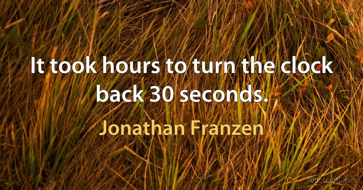 It took hours to turn the clock back 30 seconds. (Jonathan Franzen)