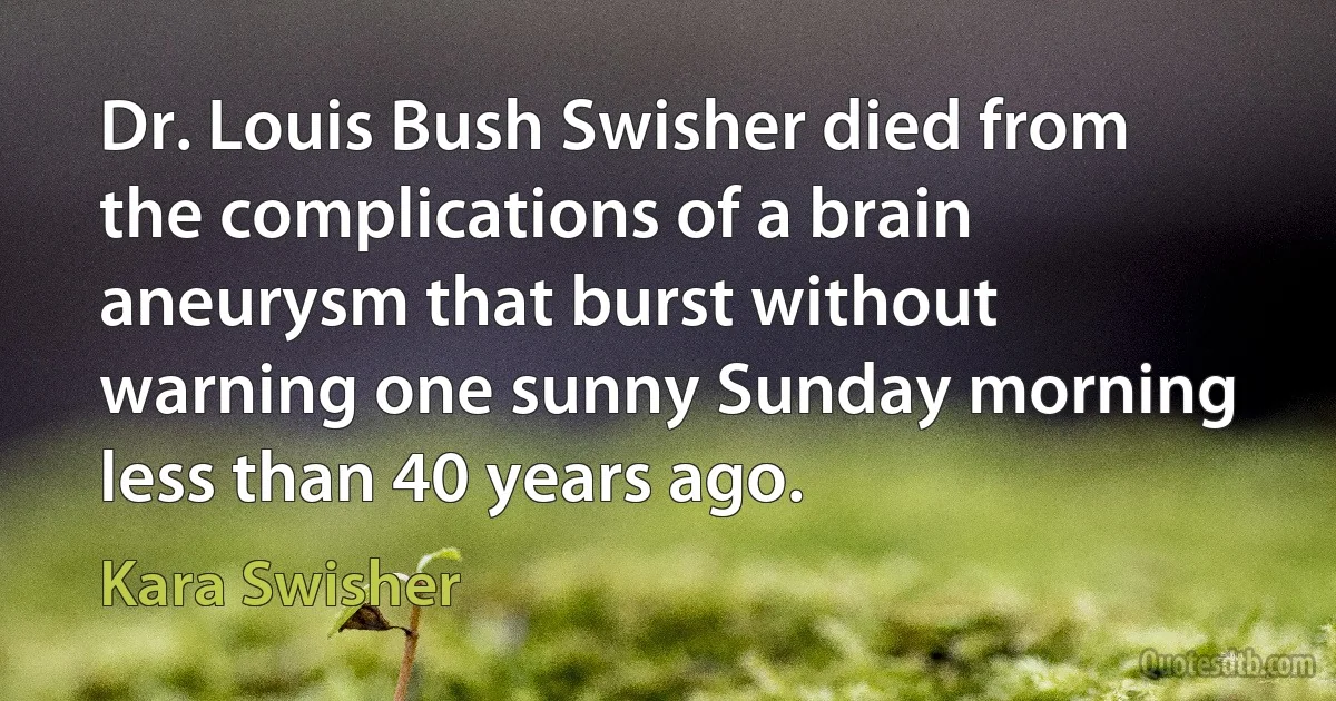 Dr. Louis Bush Swisher died from the complications of a brain aneurysm that burst without warning one sunny Sunday morning less than 40 years ago. (Kara Swisher)