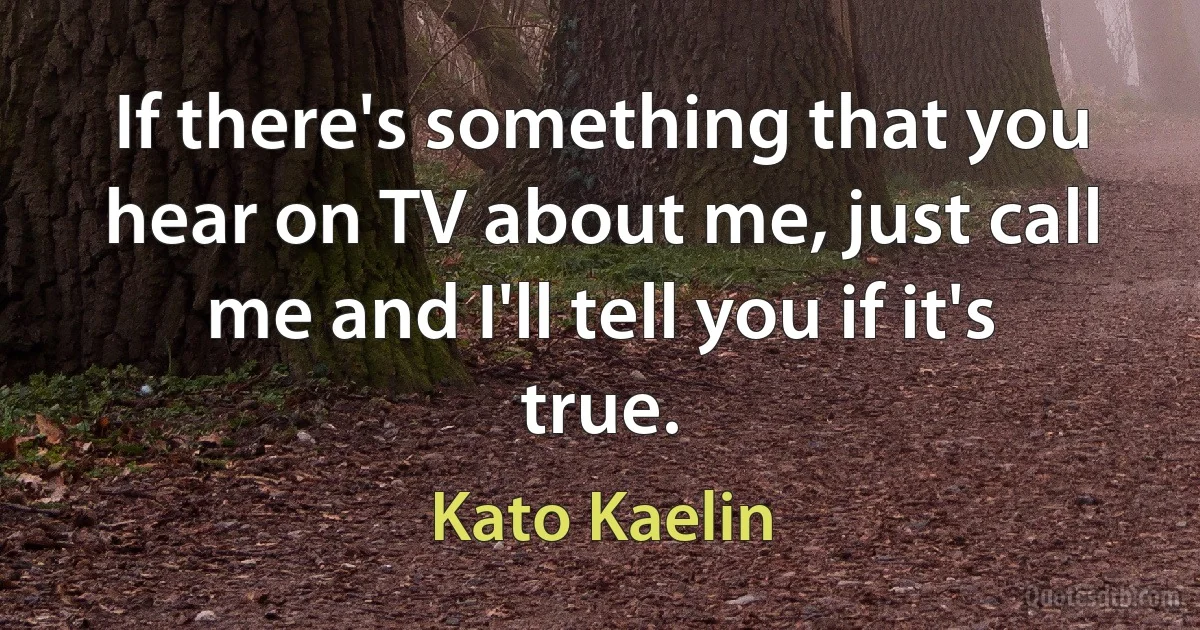 If there's something that you hear on TV about me, just call me and I'll tell you if it's true. (Kato Kaelin)