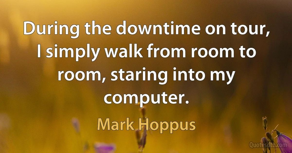 During the downtime on tour, I simply walk from room to room, staring into my computer. (Mark Hoppus)