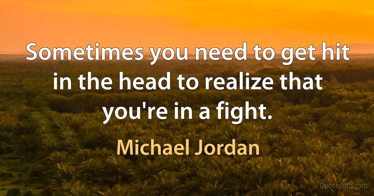 Sometimes you need to get hit in the head to realize that you're in a fight. (Michael Jordan)