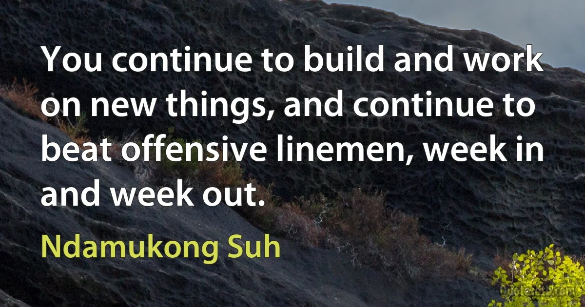 You continue to build and work on new things, and continue to beat offensive linemen, week in and week out. (Ndamukong Suh)