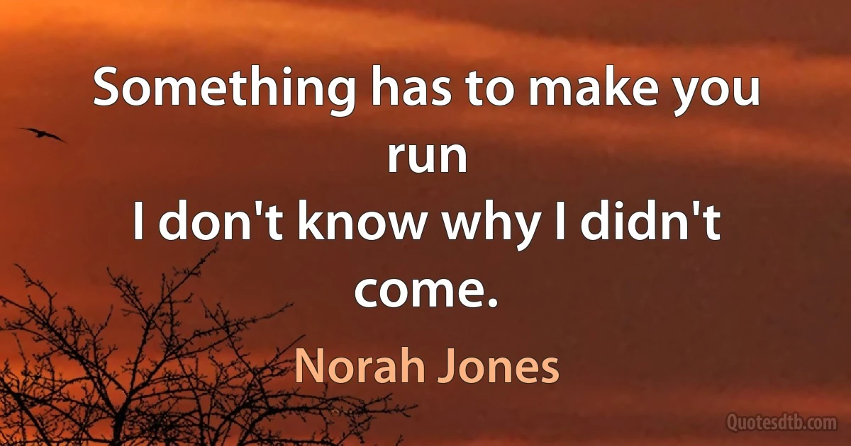 Something has to make you run
I don't know why I didn't come. (Norah Jones)