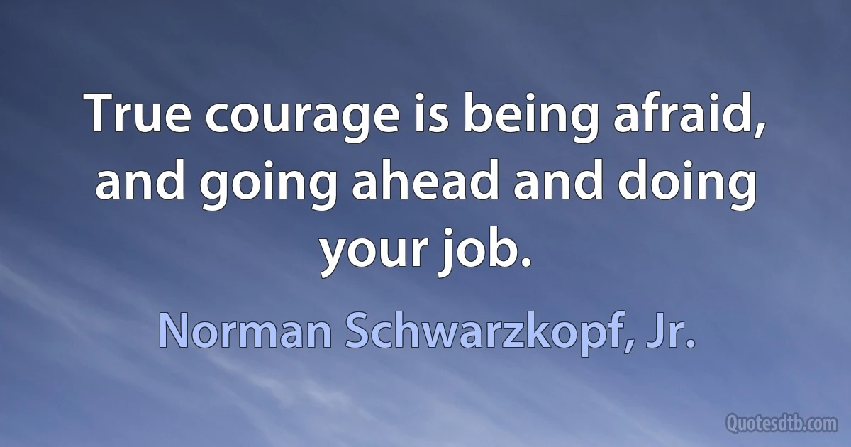 True courage is being afraid, and going ahead and doing your job. (Norman Schwarzkopf, Jr.)